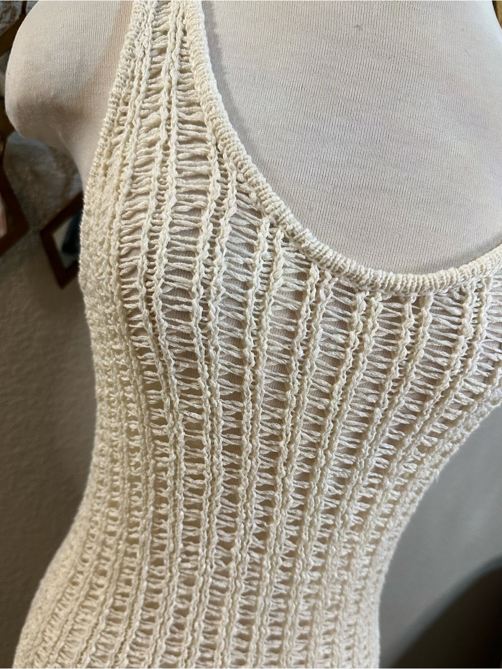 Sanctuary Cream Open-Weave Crochet Tank